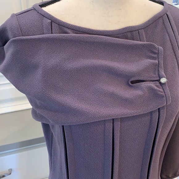 Fossil ~ Pleated Drop Waist Dress in Eggplant - Picture 5 of 16